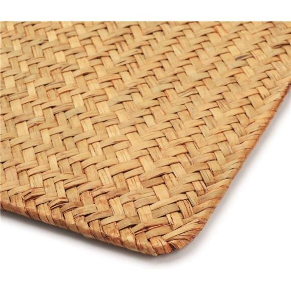 6 Pack Rectangular Woven Placemats, Rattan Wicker Table Mats, 17" x 12" - Picture 2 of 7